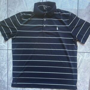 Men's Black Striped Polo Shirt